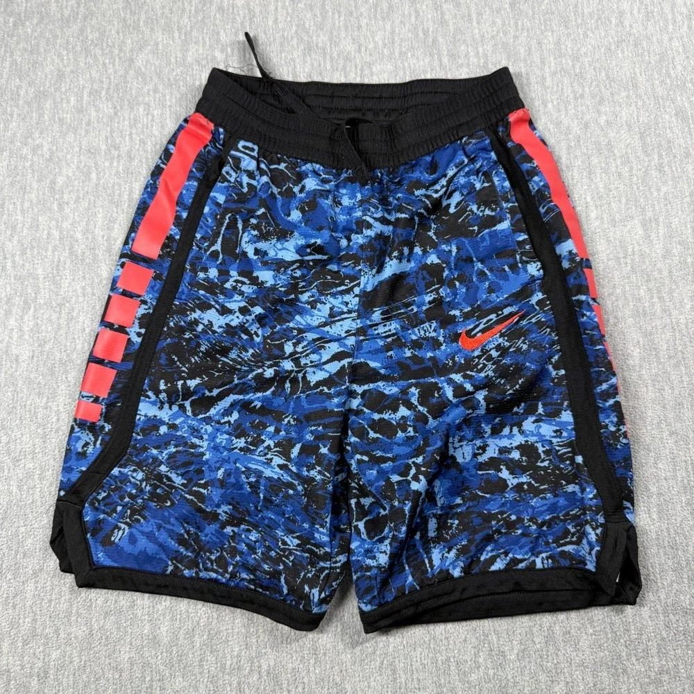 Nike Shorts Youth Large Blue Black Digital Camo Dri-Fit Athletic Basketball Trun